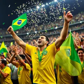 multidão celebrou vitória do Brasil contra o Japão
